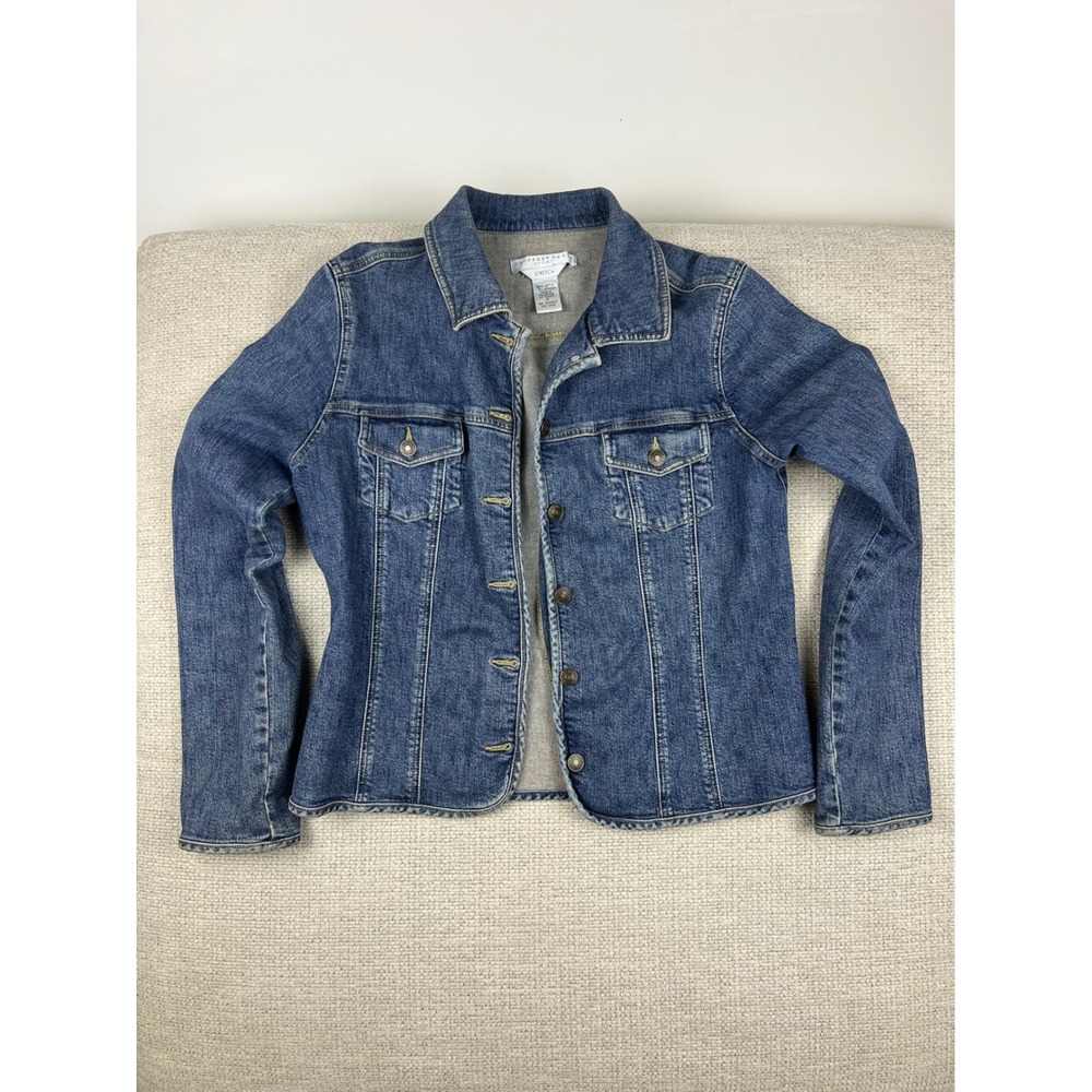 Geoffrey Beene Sport Denim Jacket 10 Blue Stretch Cotton Classic Casual